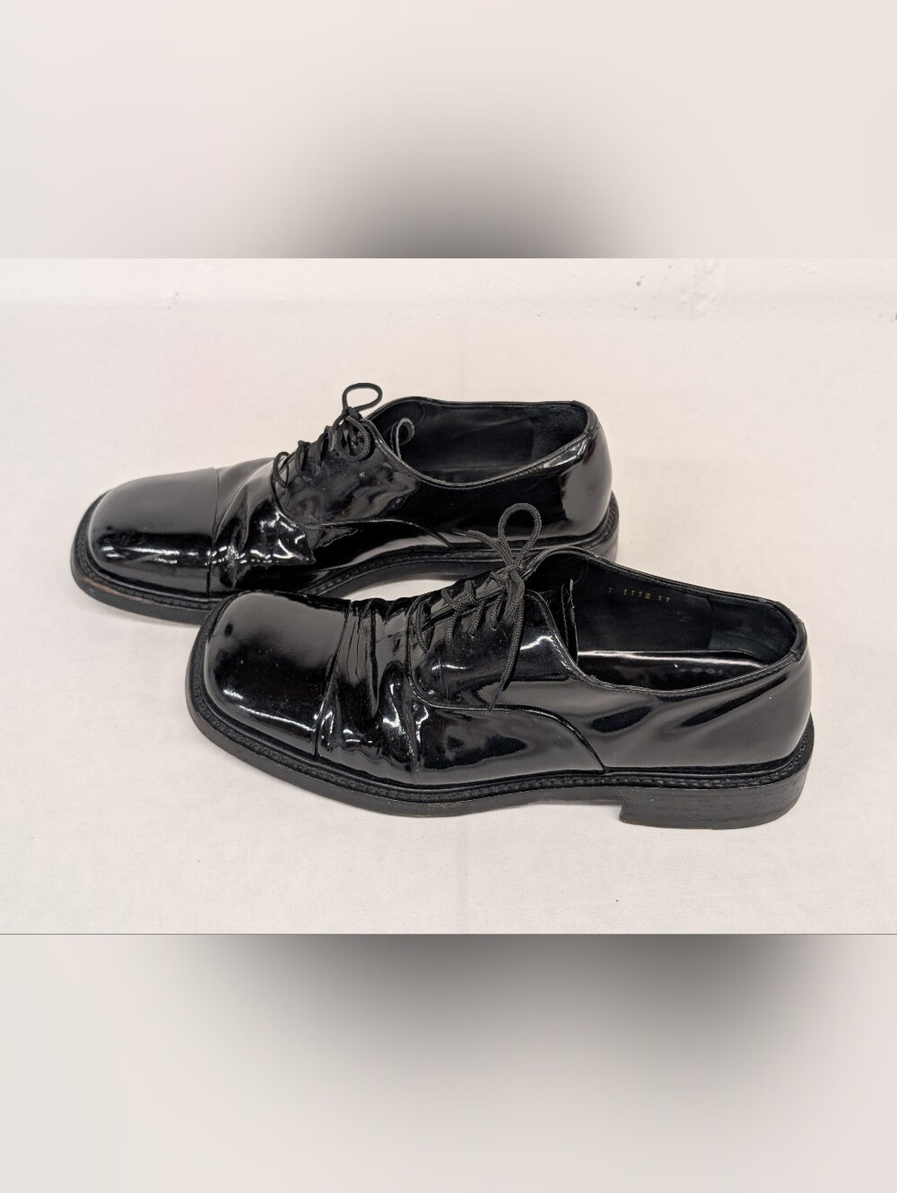 Prada Men's Black Patent Leather Square Toe Dress Shoes Size 11 - Picture 4 of 8